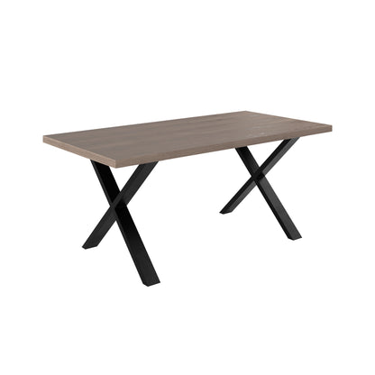 Pefkos Natural Oak and Black Metal Dining Table