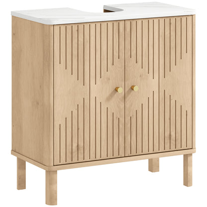 Combita Under Sink Bathroom Storage Cabinet For Pedestal Basin Oak Finish
