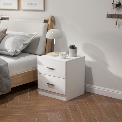 Kefa Yoka White Modern Bedside Table With 2 Drawer Storage