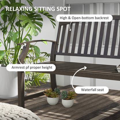 Lilu Metal Brown 2 Seater Outdoor Garden Bench With Slatted Frame
