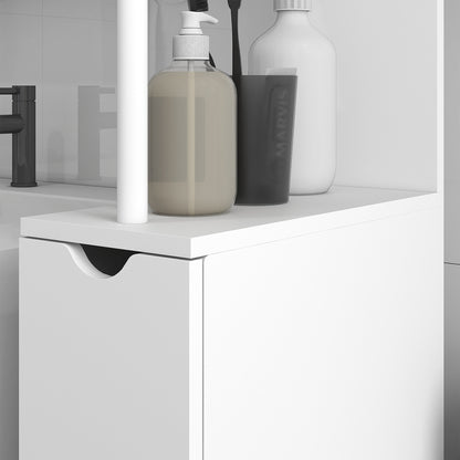 Tafi Slim Tall Bathroom Cupboard With Drawers And 2 Tier Shelving Unit White