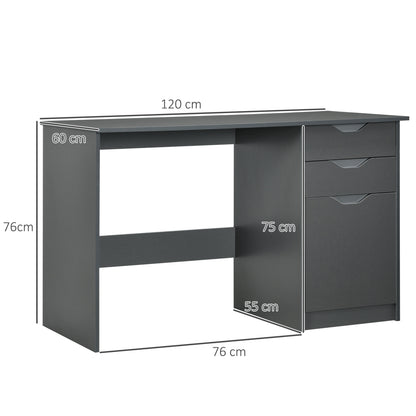 Sareco 120cm High Gloss Grey Home Office Desk With Drawers And Storage Cabinet