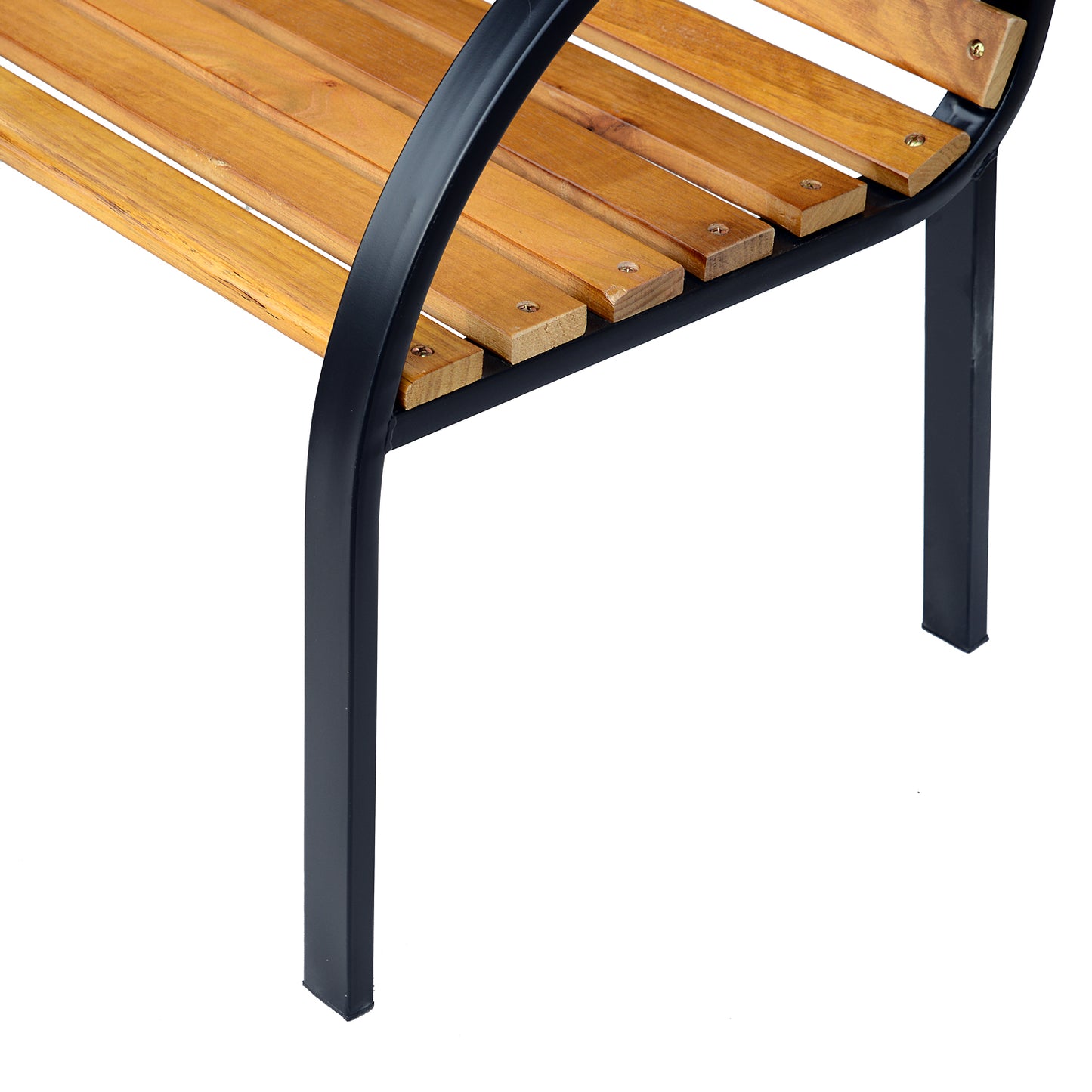 Nifalo 122cm Steel And Natural Slatted Wood Outdoor Garden Bench