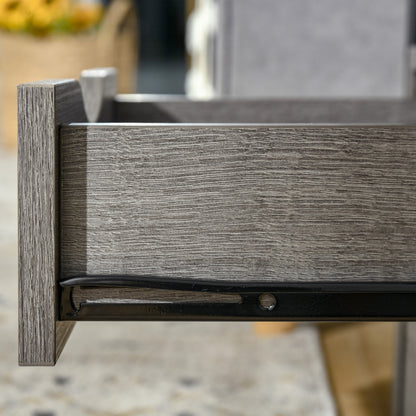 Sesopa Metal Grey Industrial Slim Bedside Table With Drawer And Shelf