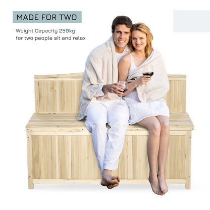 Venamo Wood Natural Outdoor Storage Bench With Lift Up Seat For Garden