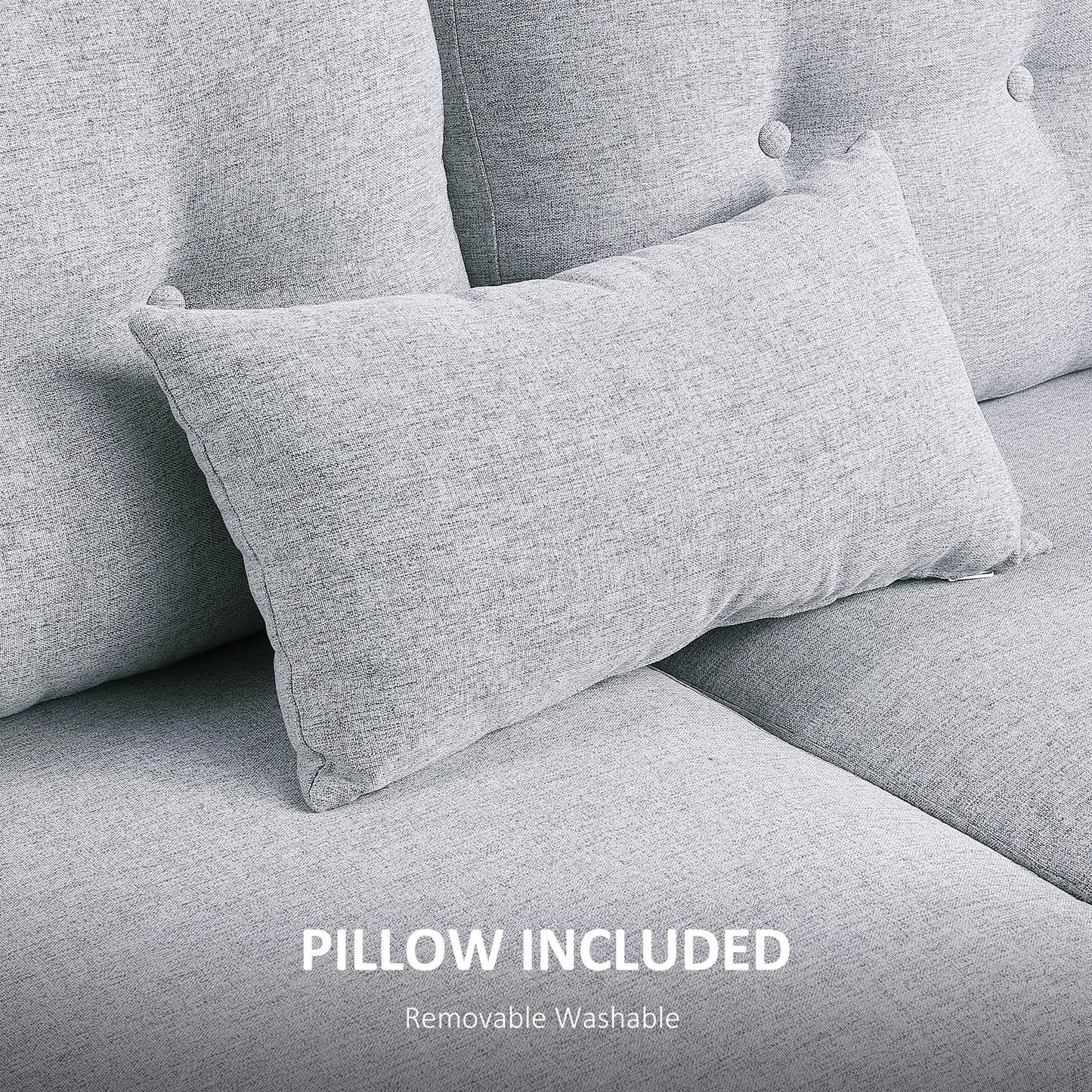 Kero Lora Fabric Light Grey 2 Seater Sofa With Spring Cushions And Wooden Legs