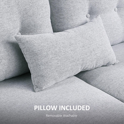Kero Lora Fabric Light Grey 2 Seater Sofa With Spring Cushions And Wooden Legs