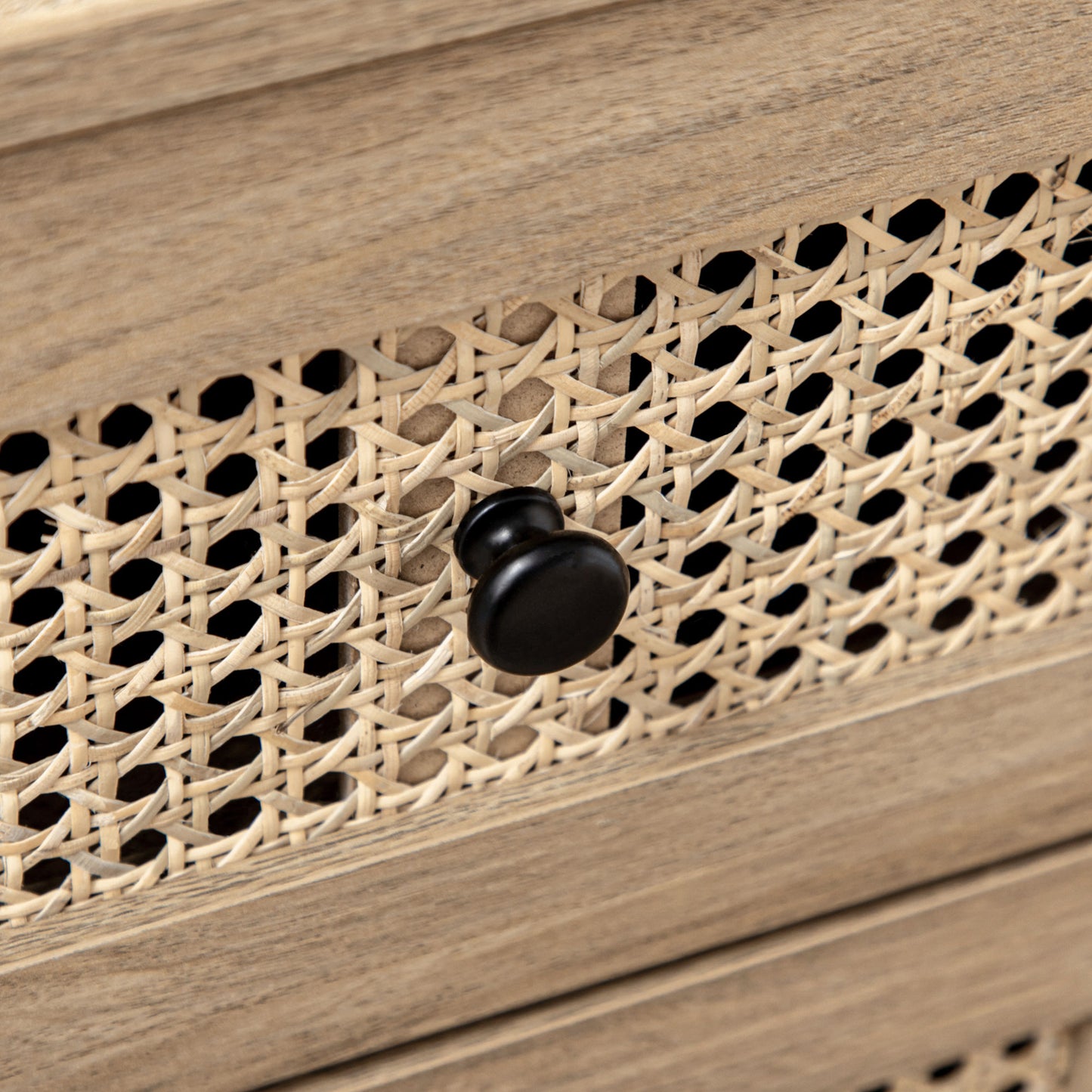 Mohetak Wood and Rattan 4 Drawer Storage Chest