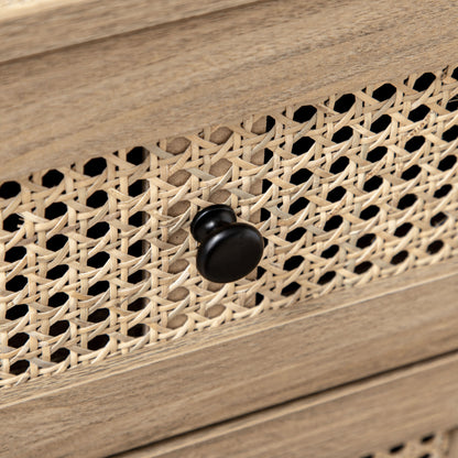 Mohetak Wood and Rattan 4 Drawer Storage Chest