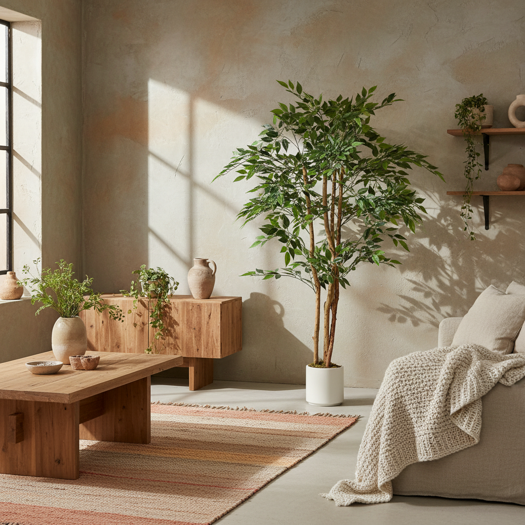 Faluta Artificial Ficus Style Tree With Solid Trunk Detail In Pot 150cm Green