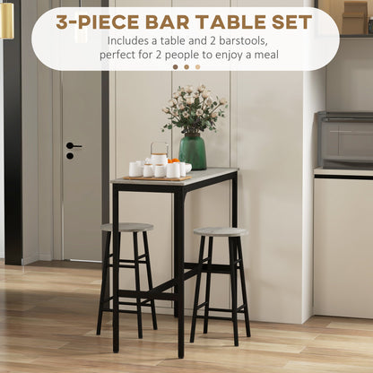 Dirive Wooden Grey 3 Piece Industrial Bar Table And Stool Set