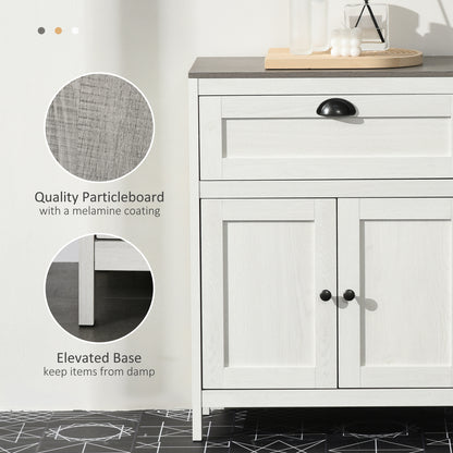 Sunoli White Freestanding Bathroom Storage Cabinet With Drawer Double Doors And Adjustable Shelves