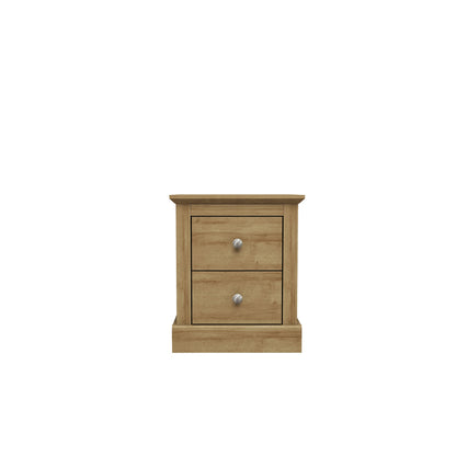 Ardee 2 Drawer Natural Oak Wooden Bedside Table