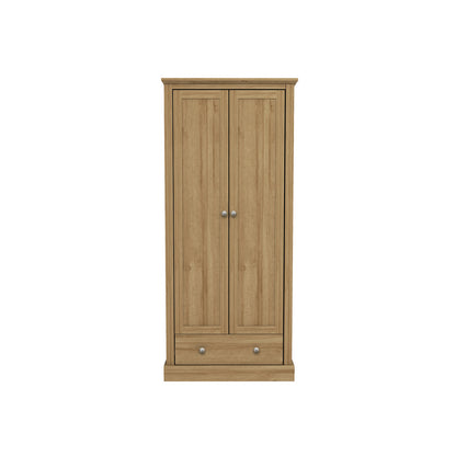 Ardee Natural Oak Wooden Wardrobe 2 Doors 1 Drawers