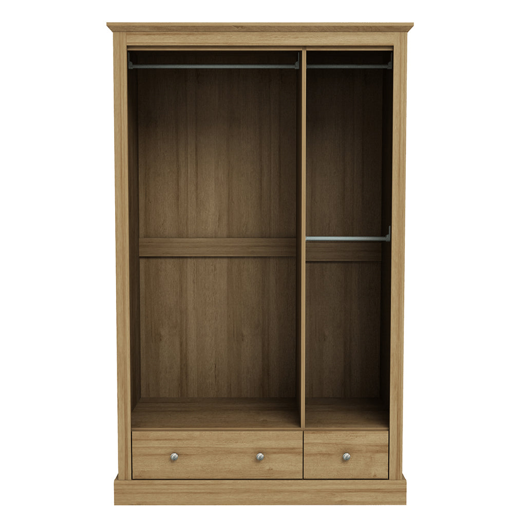 Ardee Natural Oak Wood 3 Door 2 Drawers Wardrobe