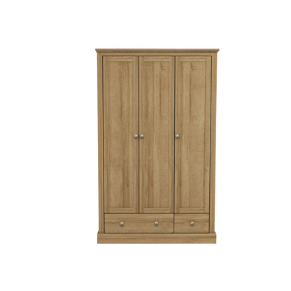 Ardee Natural Oak Wood 3 Door 2 Drawers Wardrobe