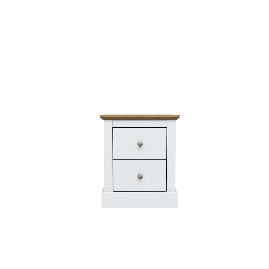 Ardee 2 Drawer White and Natural Oak Wooden Bedside Table