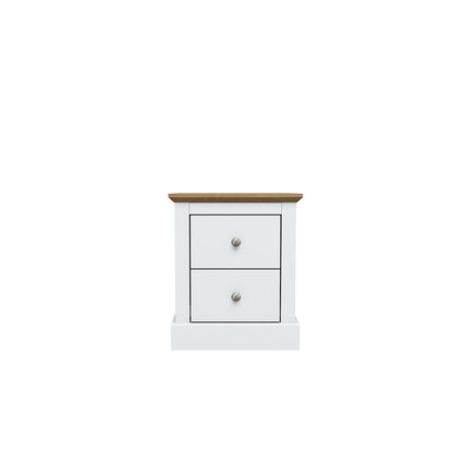 Ardee 2 Drawer White and Natural Oak Wooden Bedside Table