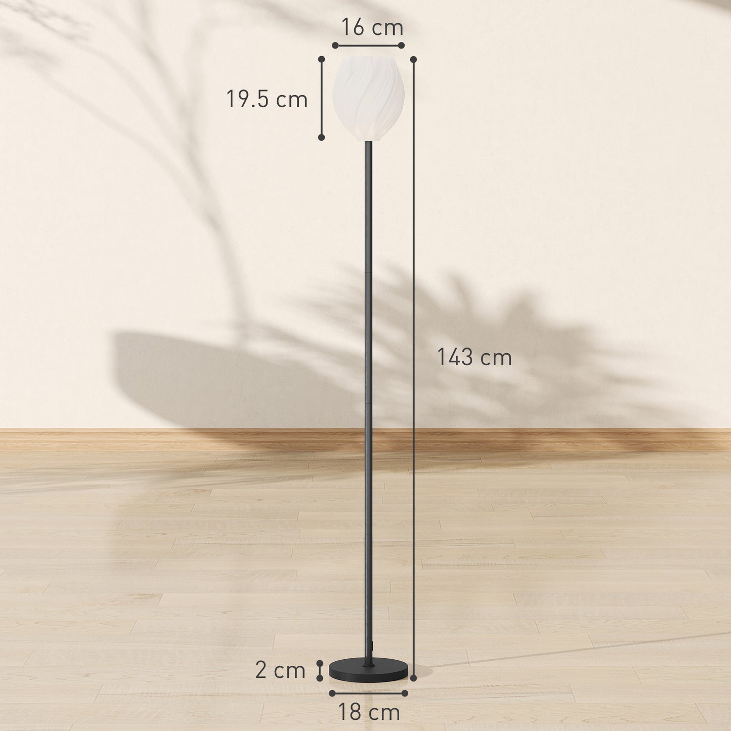 Famico Plastic White 3D Printed Rose Shade Floor Lamp With Foot Switch And E27 Fitting