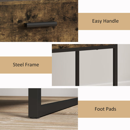 Likeli Rustic Brown Modern Bedside Table With Bottom Shelf and Drawer