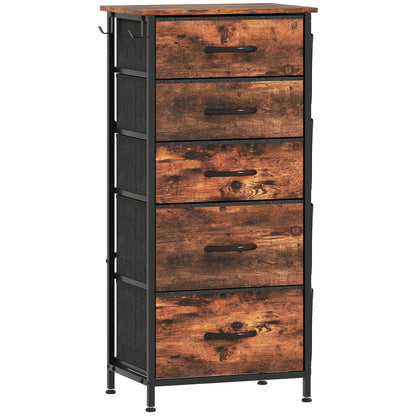 Kepa Fabric And Metal Rustic Brown 5 Drawer Storage Chest