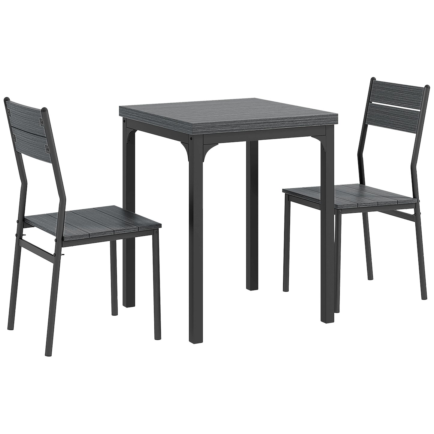 Bani Wooden Grey Wood Grain 3 Piece Compact Dining Set