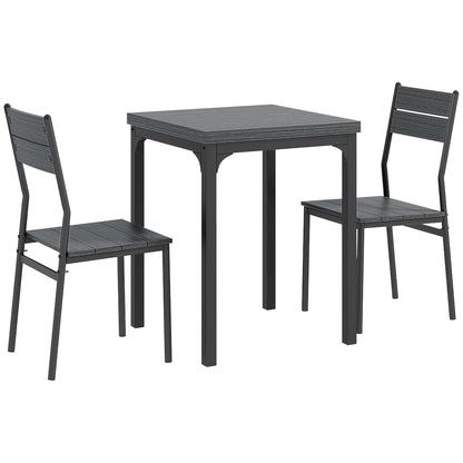 Bani Wooden Grey Wood Grain 3 Piece Compact Dining Set