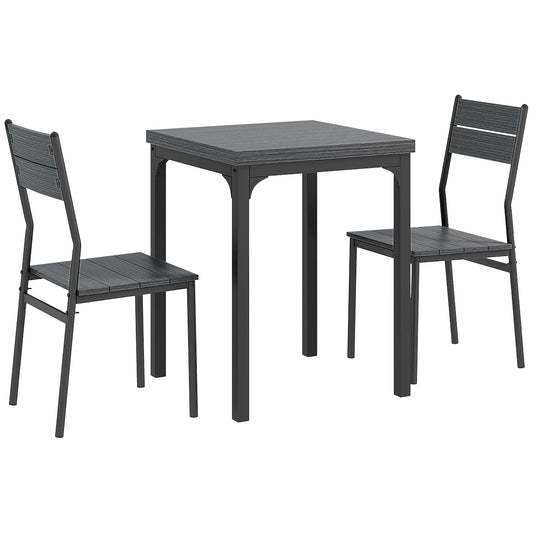 Bani Wooden Grey Wood Grain 3 Piece Compact Dining Set