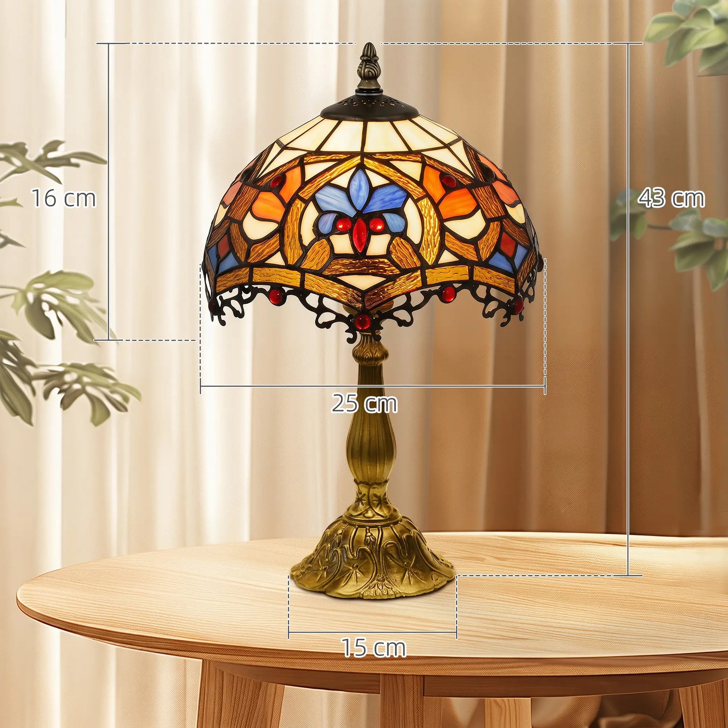 Capitti Glass And Metal Multicoloured Stained Glass Table Lamp With Zinc Alloy Base