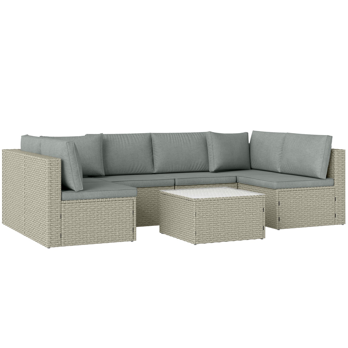 Lura Rattan Light Brown 7 Piece Modular Outdoor Furniture Set