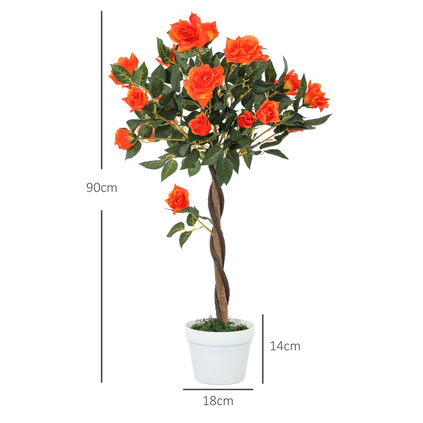 Nerani Set Of 2 Artificial White Rose Floral Plants In Pots H8 90cm Orange