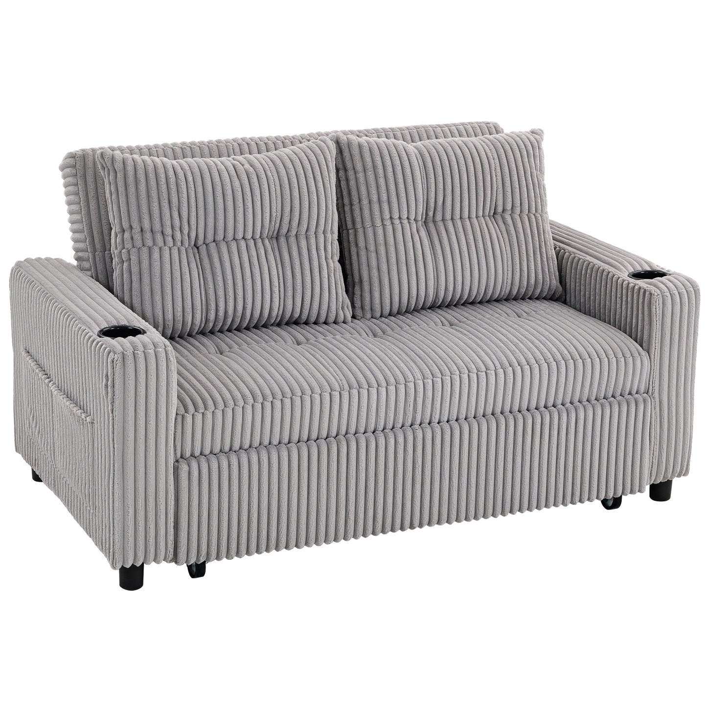 Lore Light Grey Corduroy 2 Seater Click Clack Sofa Bed