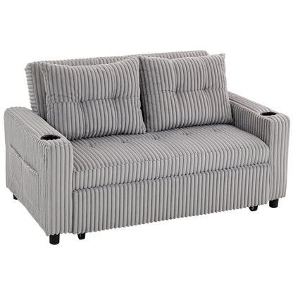 Lore Light Grey Corduroy 2 Seater Click Clack Sofa Bed
