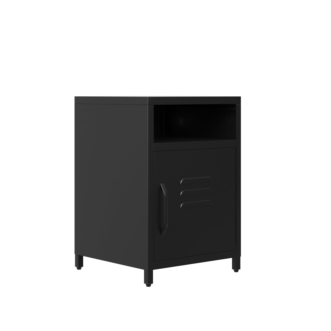 Sassafras Industrial Black Metal Bedside Table 1 Door