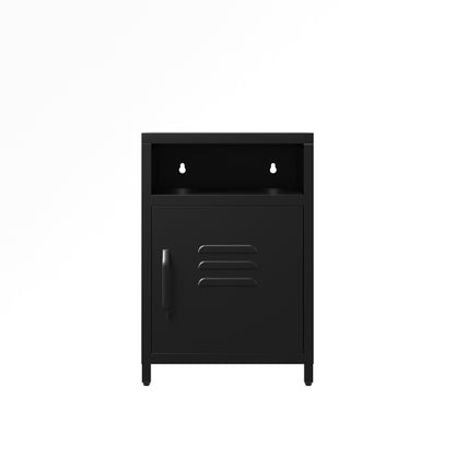 Sassafras Industrial Black Metal Bedside Table 1 Door
