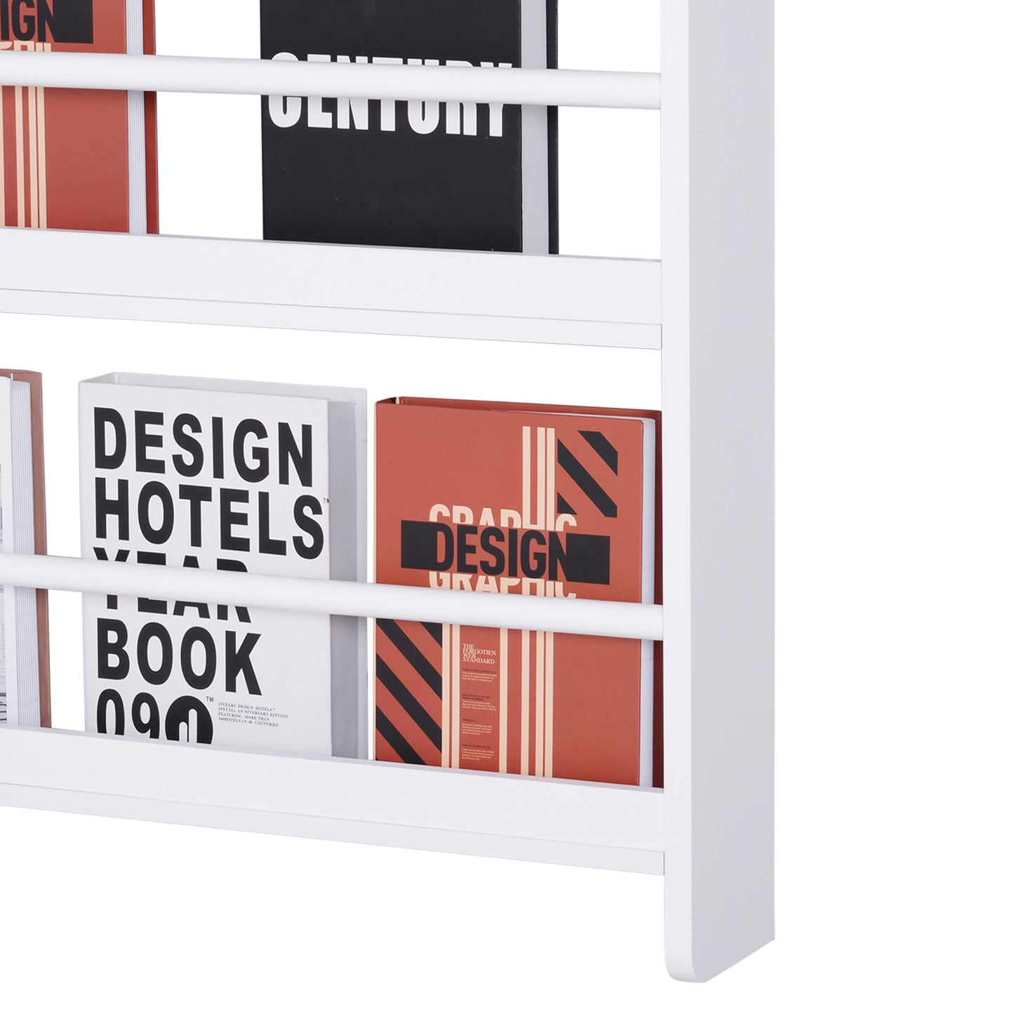 Vivi Wood White Slim Wall Mounted Bookshelf With 15cm Depth