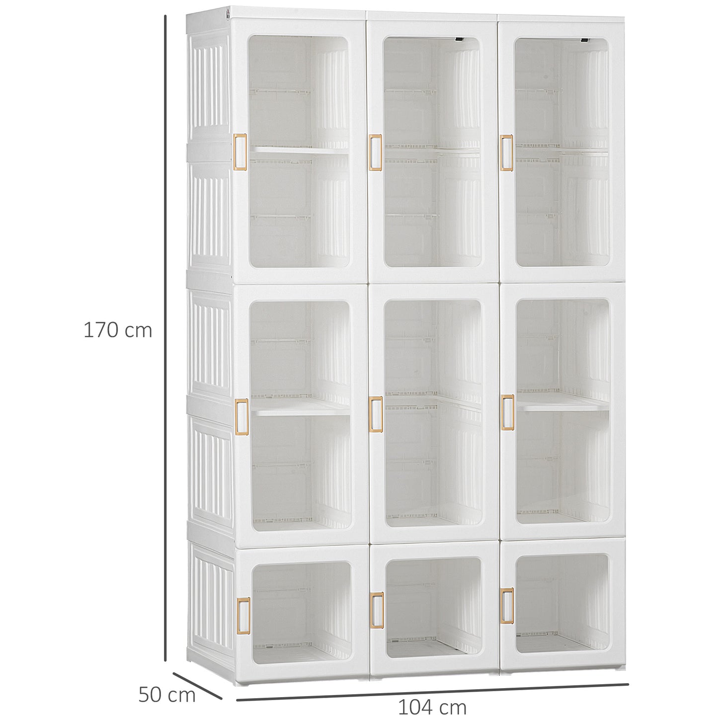 Belavani White Foldable Clothes Wardrobe With Cube Storage Hanging Rails And Magnetic Doors