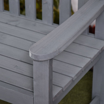 Tola 143cm Grey Wood 2 Seater Garden Bench With Armrests Slatted Frame
