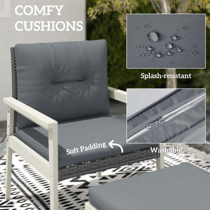 Nosalu Rattan Grey 5 Piece Outdoor Garden Bistro Set With Table and Footstools