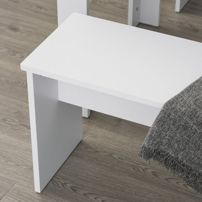Sono Wooden White Dining Table With 2 Benches For Compact Spaces