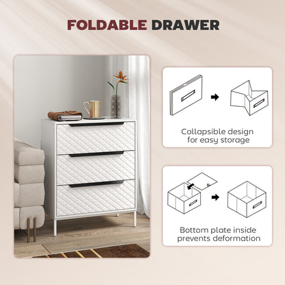 Kakara Metal White 3 Fabric Drawer Storage Dresser