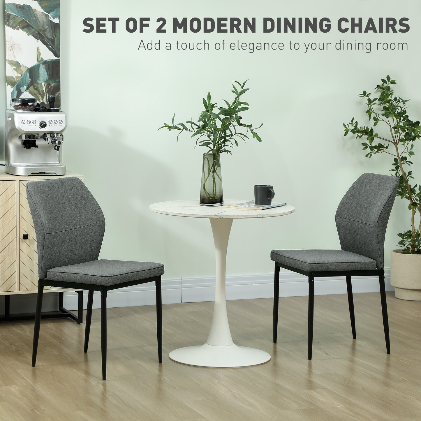 Lavimoso Velvet Grey Armless Dining Chairs Set Of 2 With Curved Back And Metal Legs