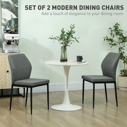Lavimoso Velvet Grey Armless Dining Chairs Set Of 2 With Curved Back And Metal Legs