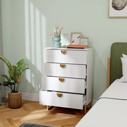 Nimise Wooden White Elegant 4 Drawer Chest Of Drawers