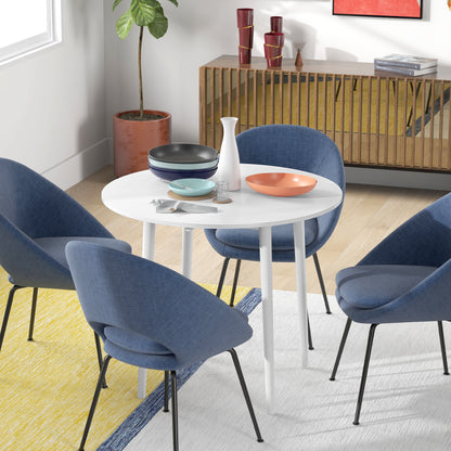 Zinise Solid Wood White Round Folding Dining Table Seating 4 With TaFauxred Legs
