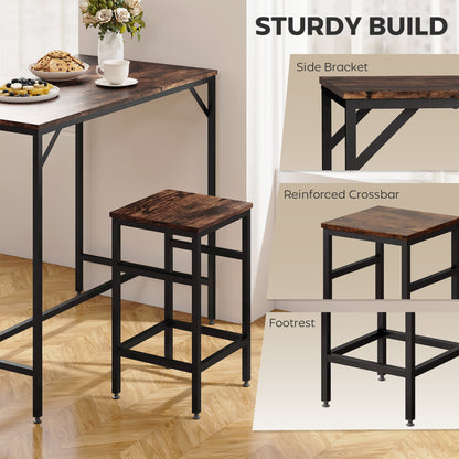 Vimose Wooden Rustic Brown 5 Piece Breakfast Bar Table And Stool Set