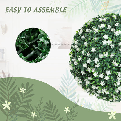 Radi Set Of 2 Artificial Boxwood Ball Plants In White Finish