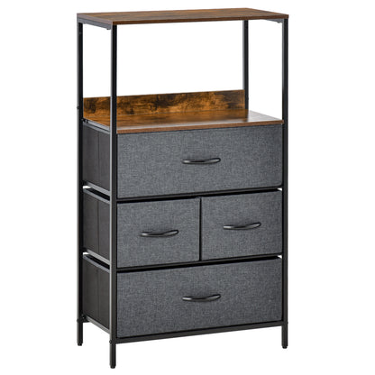 Lolula Wooden Black 4 Drawer Storage Chest With Open Shelf
