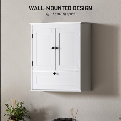 Nelavi Wall Mounted Bathroom Storage Cabinet With Adjustable Shelving And Recessed Doors White