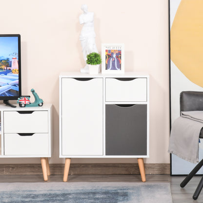 Suyopa Grey Wood Sideboard 1 Drawer 2 Doors Storage And Solid Wood Legs